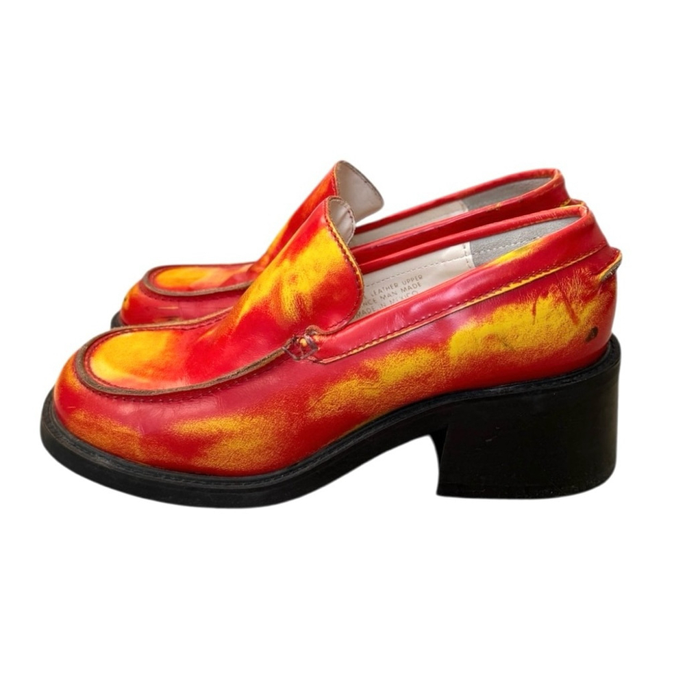 RARE Vintage Y2K Steve Madden Heat Map Chunky Platform Leather Loafers Size 8 - Picture 5 of 12